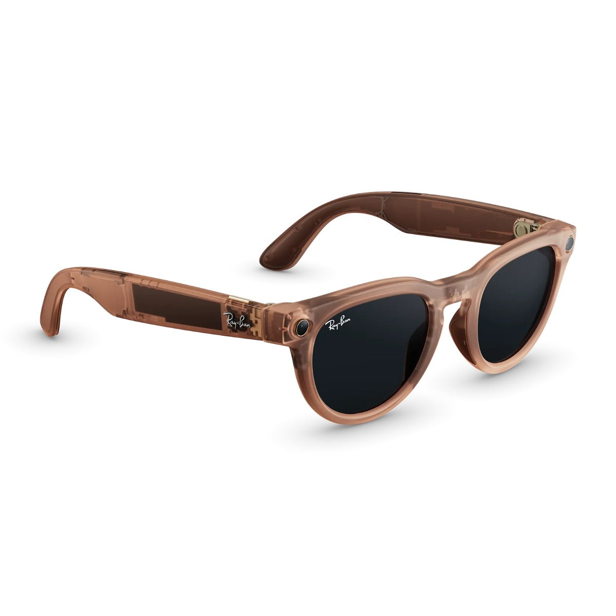 Ray-Ban Meta Headliner Gen 2 - Matte Peach frame with Clear Grey lenses, angle 3